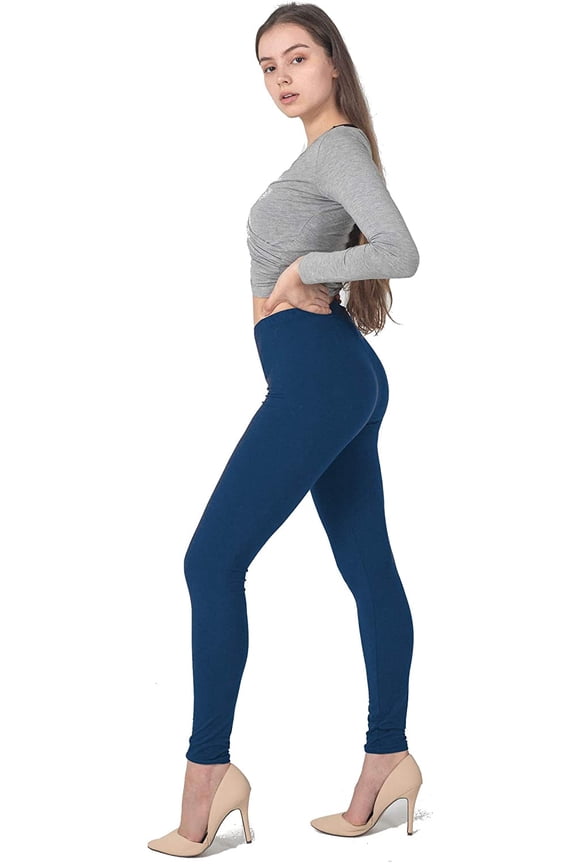Lush Moda Women's Leggings Basic Polyester - Extra Buttery Soft with Slimming Fit for Casual Wear, Lounging, Yoga, Exercise and Layering - Many Colors - Admiral Blue (XS - XL)