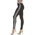 thumbnail image 1 of LMB Lush Moda Women's Leggings Basic Polyester - Extra Buttery Soft with Slimming Fit for Casual Wear, Lounging, Yoga, Exercise and Layering - Many Colors - Black w White Stripe XS - L, 1 of 4