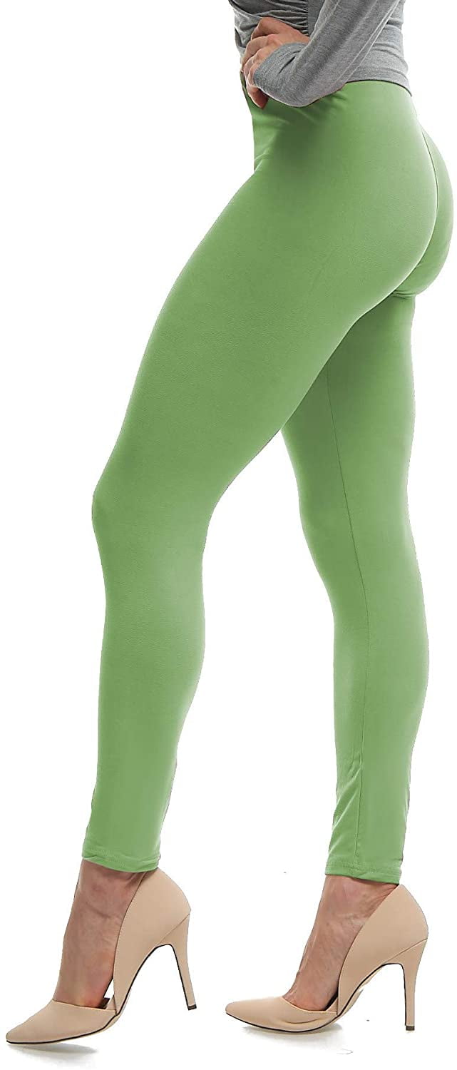 LMB Lush Moda Women's Leggings Basic Polyester - Extra Buttery Soft with  Slimming Fit for Casual Wear, Lounging, Yoga, Exercise and Layering - Many  Colors, Green Tea, S - XL 