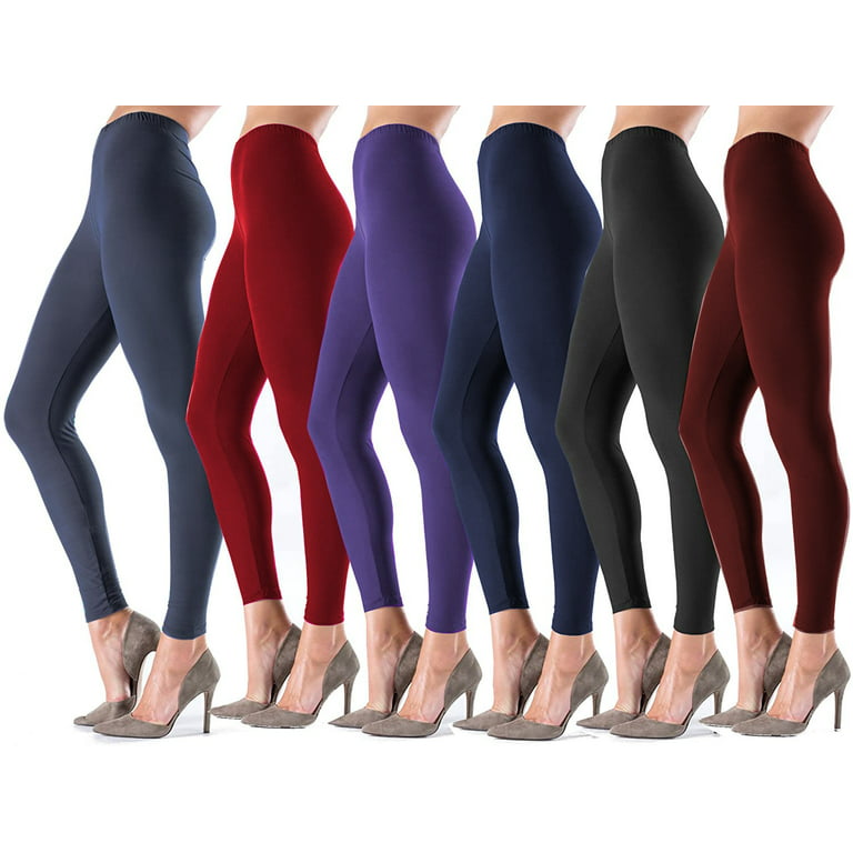 LMB Lush Moda Women's Leggings Basic Polyester - Extra Buttery Soft in  Variety of Colors for Casual Wear, Lounging, Yoga, Exercise, Layering  6-Pack