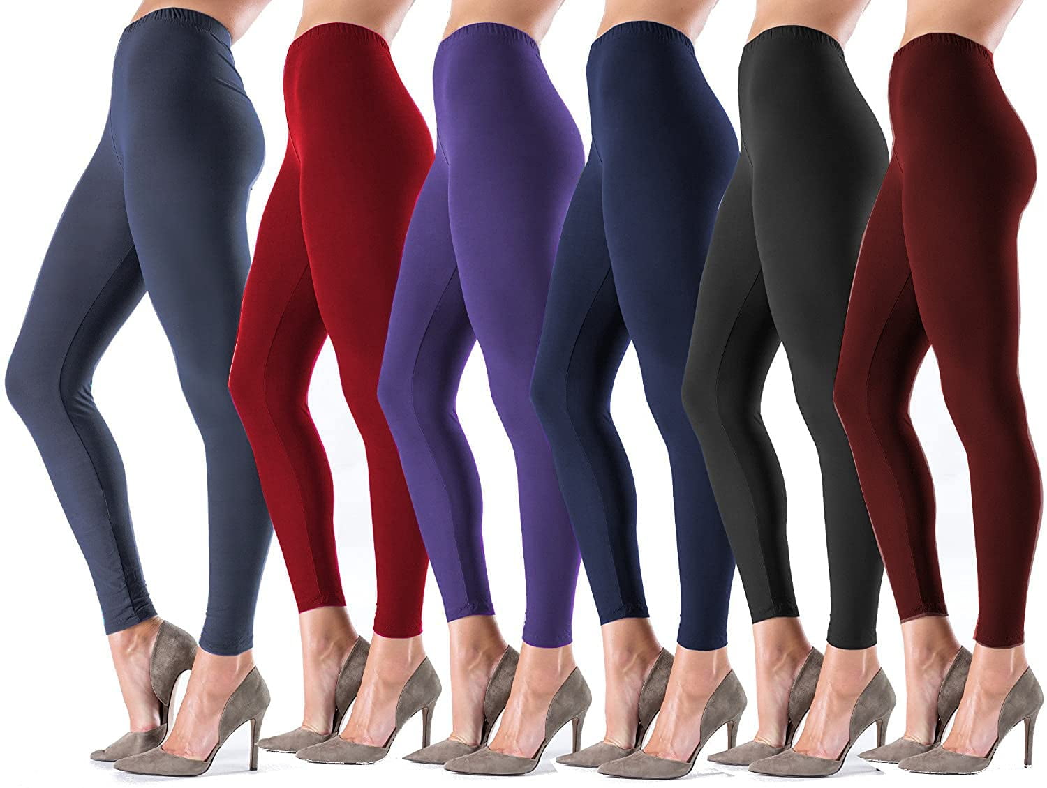 LMB Lush Moda Women's Leggings Basic Polyester - Extra Buttery Soft in  Variety of Colors for Casual Wear, Lounging, Yoga, Exercise, Layering  6-Pack (Black-Brown-Burg-Charcoal Grey-Navy-Purple) 1X - 3X 