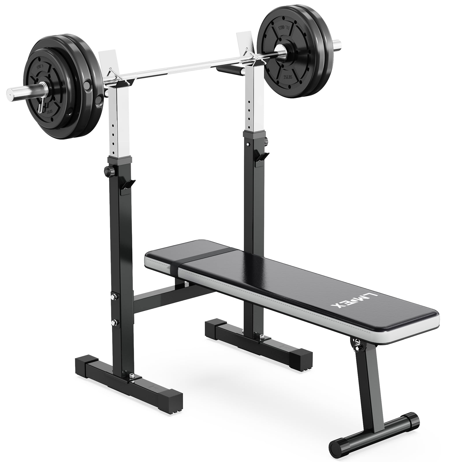 LMDEX Adjustable Weight Bench Folding Fitness Barbell Rack for Full Body Workout Incline Decline Capability Home Gym Strength