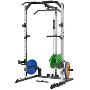 Lmdex Power Cage Power Rack with LAT Pulldown Workout Cage Dip Handles Cable Pulley SystemSquat Rack for Home Gym