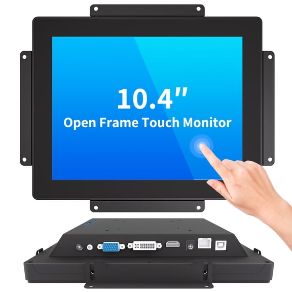 LMENGER 10.4IN Open Frame Touch Monitor, PCAP 10-Point Touch Industrial Touchscreen Monitor, with HDMI/VGA/DVI Interface, Active Matrix TFT LCD,LED Backlight, with VESA Mount