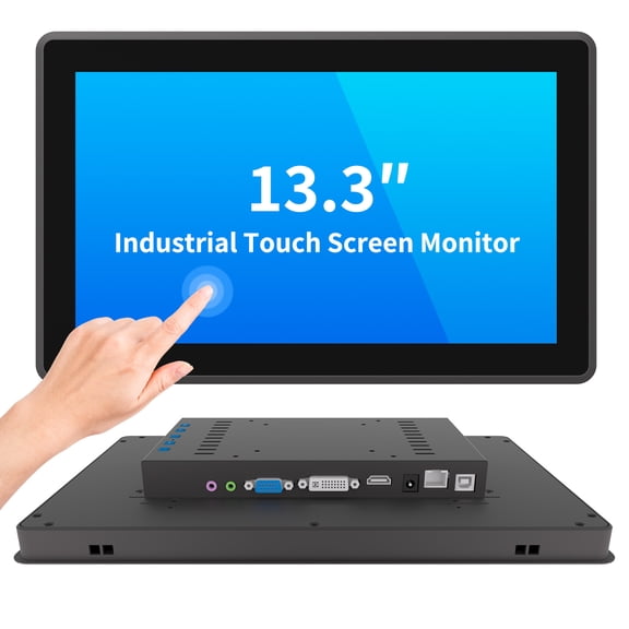 LMENGER 13.3 Inch Industrial Touch Screen Monitor, 10 Points Touch, Ratio 16:10 Capacitive PCAP Display, 1280 x 800R, Active Matrix TFT LCD, LED Backlight, VGA, DVI, HD-MI Ports