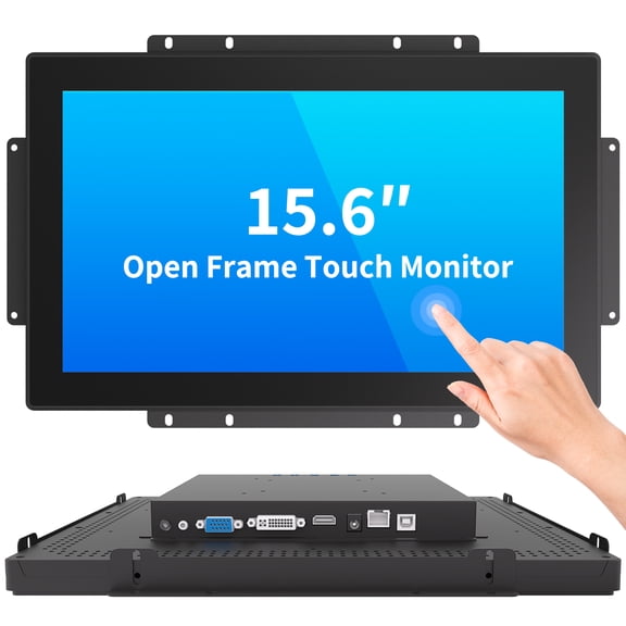 LMENGER 15.6IN Open Frame Touch Monitor, PCAP 10-Point Touch Industrial Touchscreen Monitor, with HDMI/VGA/DVI Interface, Active Matrix TFT LCD,LED Backlight, with VESA Mount