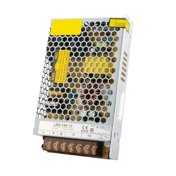 LMENGER Portable LRS 150W Switching Mode Power Supply 12V 12.5A System Power Device, AC to DC Converter Input 85-132VAC/170-264VAC Selected by Switch for Cameras, Security Monitoring,3D Printer etc