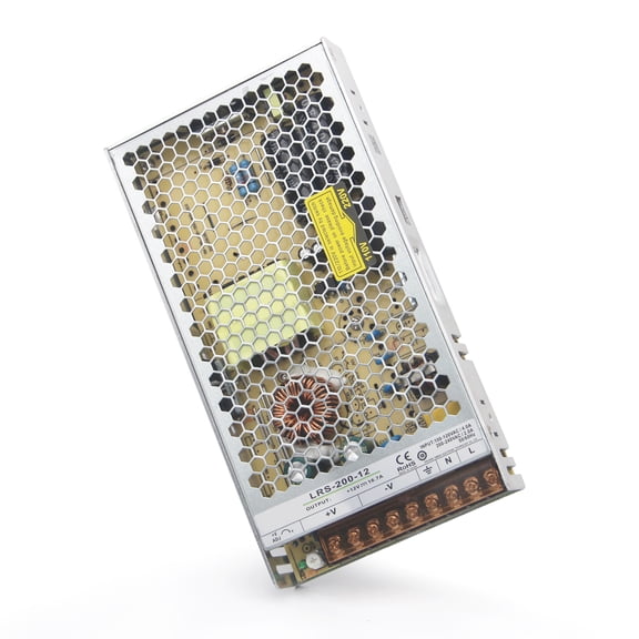 LMENGER Portable LRS 200W Switching Mode Power Supply 12V 17A System Power Device, AC to DC Converter Input 85-132VAC/ 170-264VDC Selected by Switch for Cameras, Security Monitoring,3D Printer etc