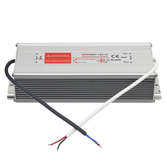 LMENGER Waterproof SMV100W 24V 4.2A Power Supply DC Constant Voltage LED Driver Input 85-132/170-264VAC with Thick Power Cords Suitable for Light Strips, Sdvertising Light Boxes