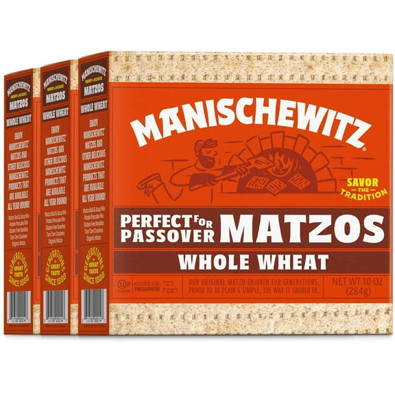 LMHF Passover Whole Wheat Matzo 10 oz (3 Pack) Thin, Crisp & Delicious, Just 2 Ingredients!