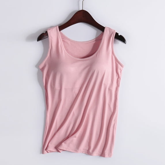 LMKIHUSA 2024 Built in Bra Tank Top Plus Size,Womens Tank Tops with Built in Bras Soft Sleeveless Tank Tops Solid Scoop Neck Shirts Basic Workout Top Undershirt Tee