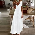 thumbnail image 1 of LMKIHUSA Eyelet Embroidery Dresses for Women Casual Simple Solid Color Sleeveless V Nevk Maxi Dresses A Line Loose Fit Comfortable Summer Long Dress 2024,White S, 1 of 6