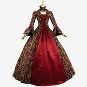 LCZIWO LMKIHUSA Halloween Dress for Women,Victorian Dress for Women 1800S Medieval Renaissance Dress Corset Square Neck Flare Sleeve Vintage Dress Cocktail Party Ball Gown,Wine,XL