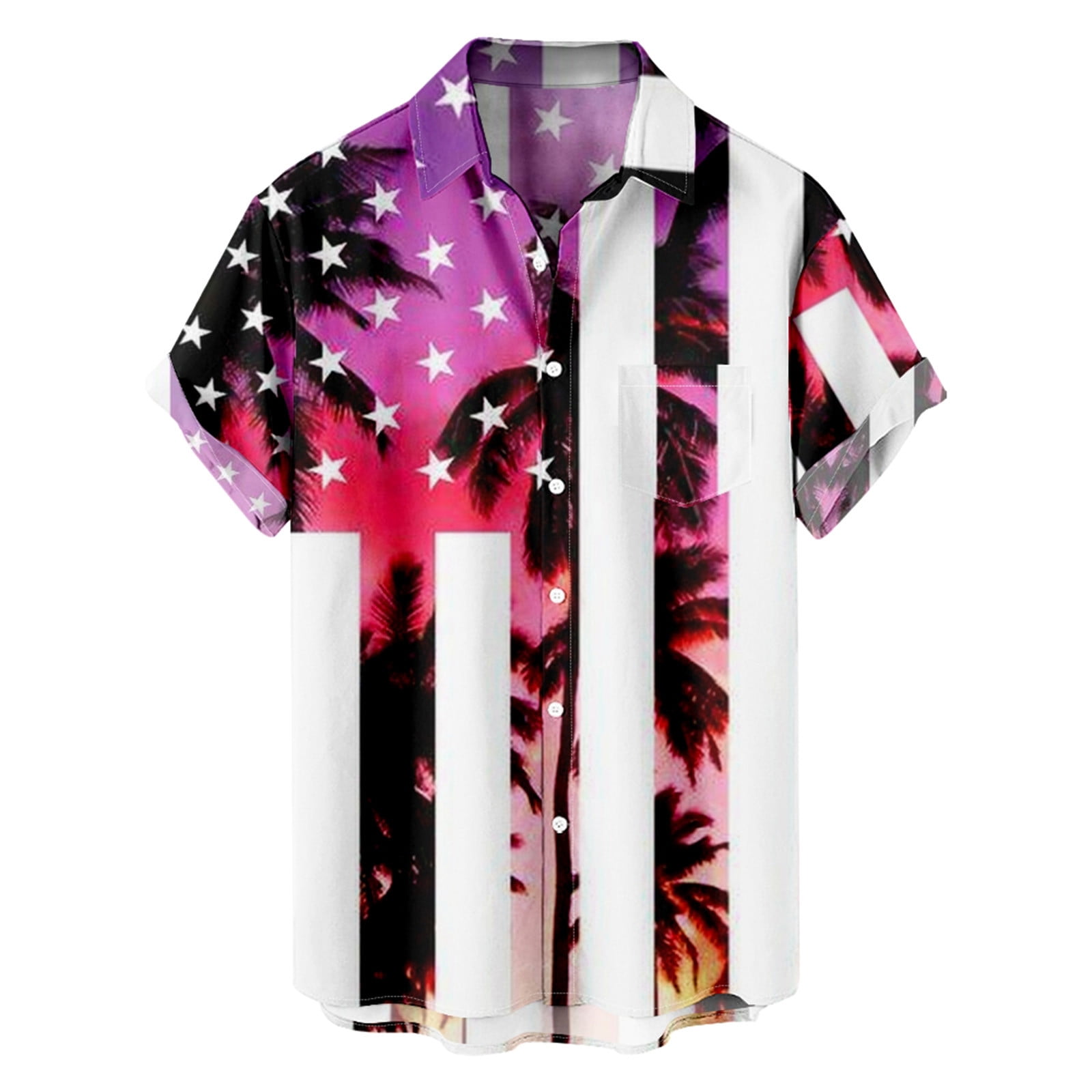 LMKIHUSA Men's Casual Beach Resort Shirt,Hawaiian Shirts for Men 4th of