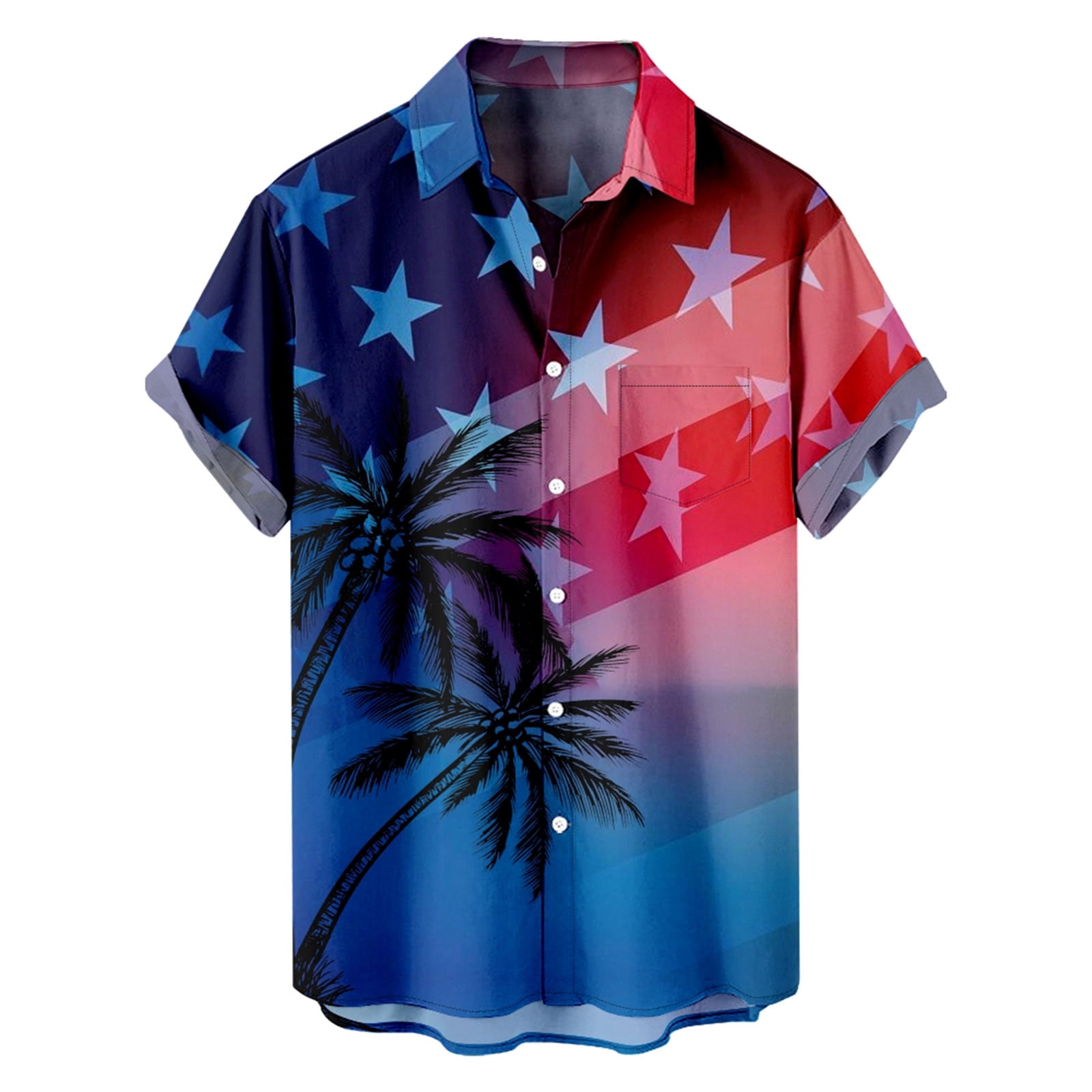 LMKIHUSA Mens Patriotic Button Up Shirts,Hawaiian Shirts for Men 4th of