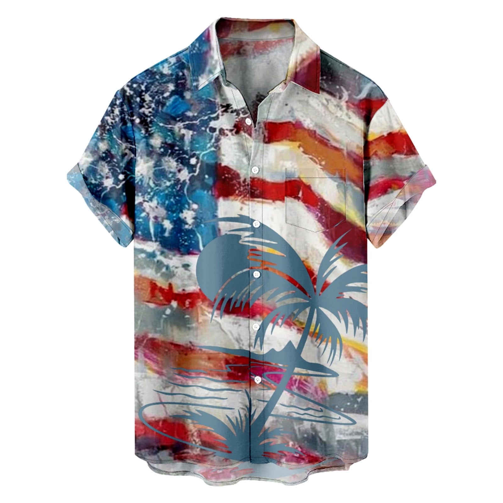 LMKIHUSA Mens Patriotic Button Up Shirts,Hawaiian Shirts for Men 4th of