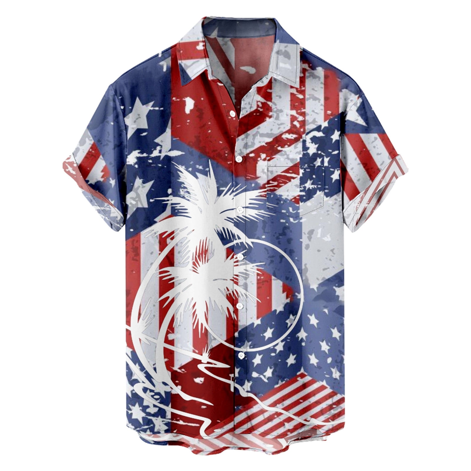 LMKIHUSA Mens Patriotic Button Up Shirts,Hawaiian Shirts for Men 4th of