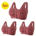 LMKIHUSA Older Women Bras Front Closure,3 Pack Front Closure Wireless