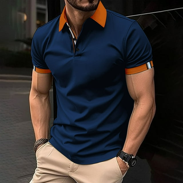 LMKIHUSA Polo Shirts for Men Big and Tall Short Sleeve Collared Button ...