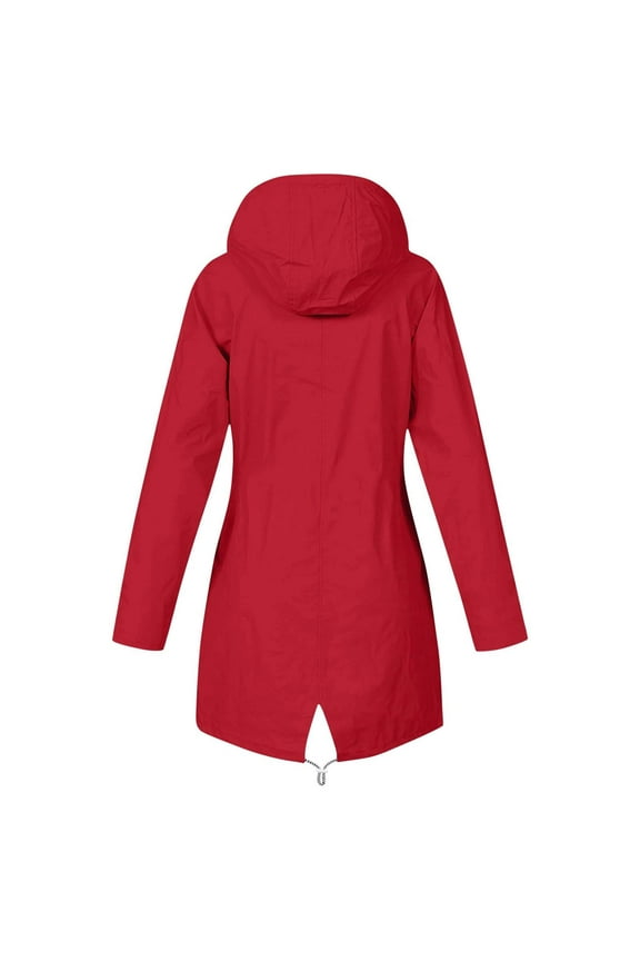 Rain Coat for Women,Lightweight Rain Jacket Women Waterproof Softshell Striped Liner Raincoats Hooded Solid Color Long Sleeve Zip Up Outdoor Travel Windbreaker,Red,XXXL