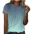 thumbnail image 1 of LMKIHUSA Short Sleeve Blouses for Women Summer Gradient Color Ladies Tunic Tops Round Neck Tees Spring Blouses with Pockets 2024,Army Green M, 1 of 5