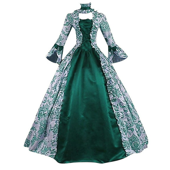 LMKIHUSA Victorian Dress for Women Gothic,Women's Rococo Ball Gown Dress 18th Century Marie Antoinette Wedding Dress Halloween Costumes Woman 2024 Bowknot Bell Sleeve Dresses,Green,XXXL