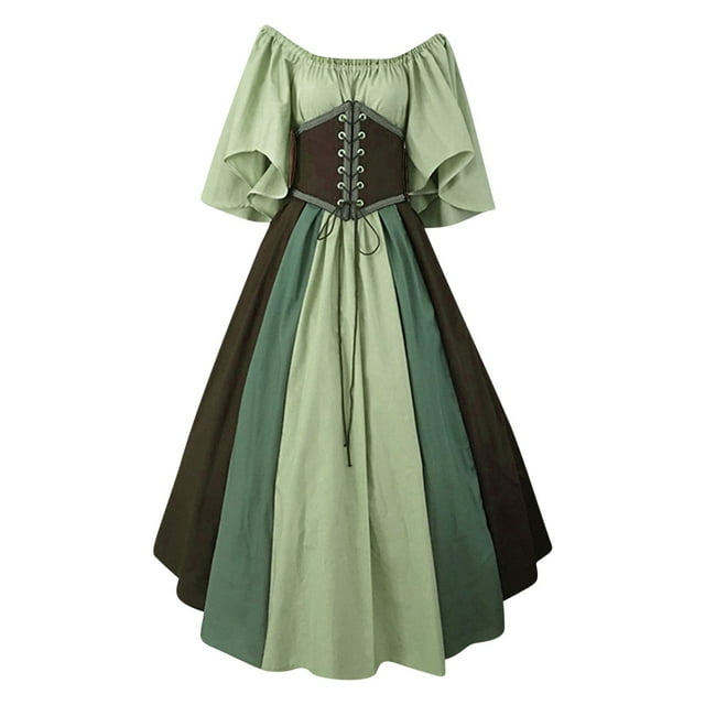 LMKIHUSA Victorian Dress for Women Medieval Renaissance Dress with