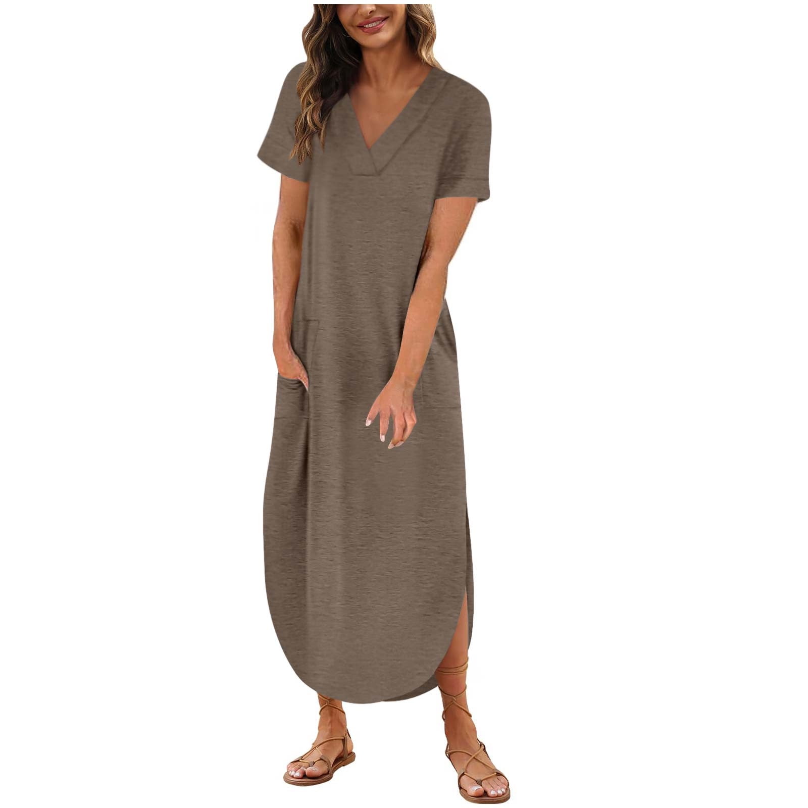 Women's Summer Short Sleeve Dress Finjani Women's Plus Size Bodycon Maxi Dress Short Sleeve, Round Neck, Solid Color, Summer Casual Curve Hugging Dress Women's Summer Short Sleeve Dress Finjani Women's Plus Size Bodycon Maxi Dress Short Sleeve, Round Neck, Solid Color, Summer Casual Curve Hugging Dress