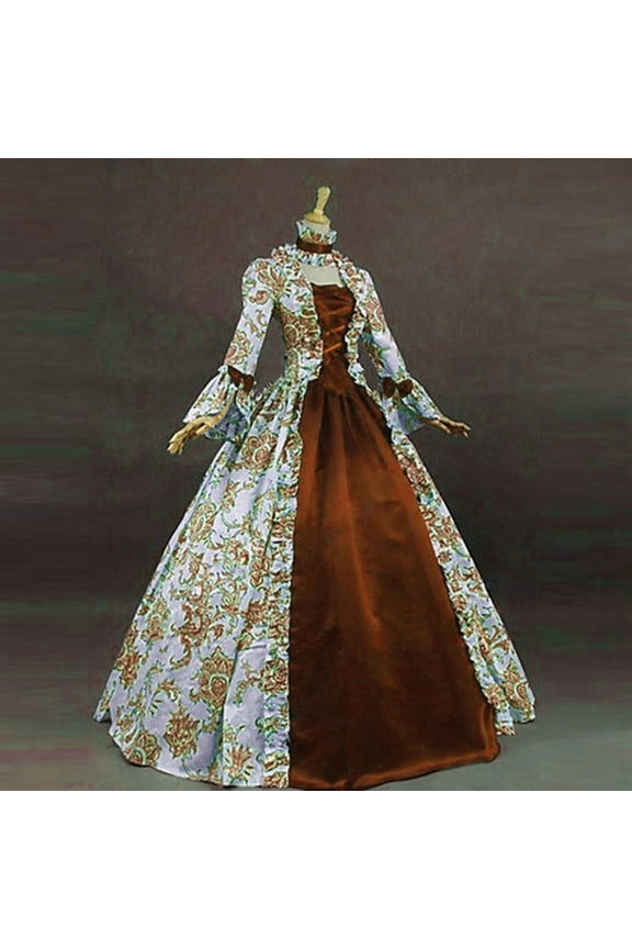 Womens Halloween Dresses Costumes,Victorian Dress for Women 1800S Medieval Renaissance Dress Corset Flare Sleeve Vintage Dress Cocktail Party Ball Gown,Coffee,XXXXL