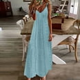 thumbnail image 1 of LMKIHUSA Womens Spaghetti Strap Sundress Casual Solid Color Eyelet Embroidery Summer Long Maxi Dress Sleeveless V-neck Sexy Boho Dresses Trendy Beach Dresses 2024,Light Blue XL, 1 of 6