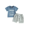 thumbnail image 1 of LMLYSoH 2Pcs Baby Boy Summer Outfits, Short Sleeve Letter Print T-Shirt + Tie Front Shorts Set, 1 of 9