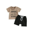 thumbnail image 1 of LMLYSoH 2Pcs Baby Boy Summer Outfits, Short Sleeve Letter Print T-Shirt + Tie Front Shorts Set, 1 of 9