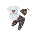 thumbnail image 1 of LMLYSoH Baby Boys 3PCS Pants Sets White Short Sleeve Romper Cattle Head Print Pants Hat Sets Summer Clothes, 1 of 9