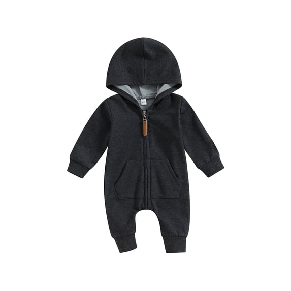 LMLYSoH Baby Boys Girls Fall Jumpsuits Long Sleeve Solid Color Zip Up Hooded Rompers Newborn Outfit