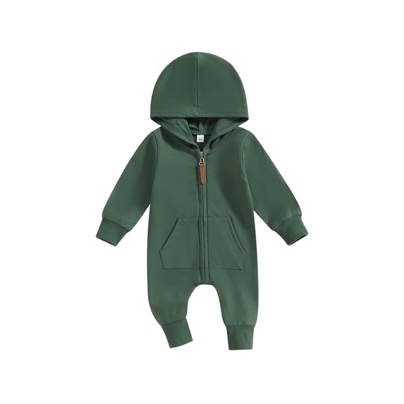 LMLYSoH Baby Boys Girls Fall Jumpsuits Long Sleeve Solid Color Zip Up Hooded Rompers Newborn Outfit