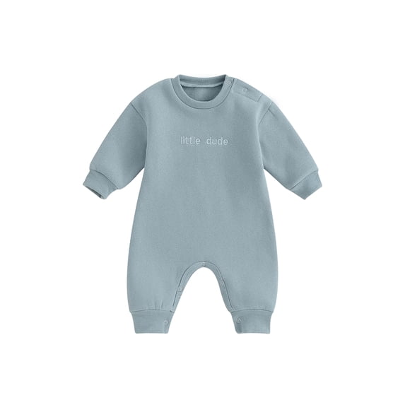 LMLYSoH Baby Boys Jumpsuit Cute Letter Embroidery Long Sleeve Round Neck Footless Romper Winter Outfit