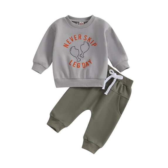 LMLYSoH Baby Boys Pants Set, Long Sleeve Crew Neck Letters Print Sweatshirt with Pants Thanksgiving Clothes