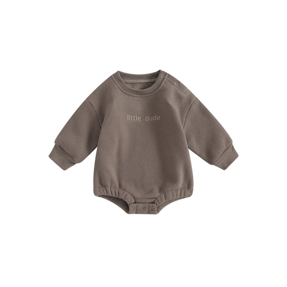 LMLYSoH Baby Boys Sweatshirt Romper Fashion Long Sleeve Round Neck Letter Embroidery Newborn Bodysuit