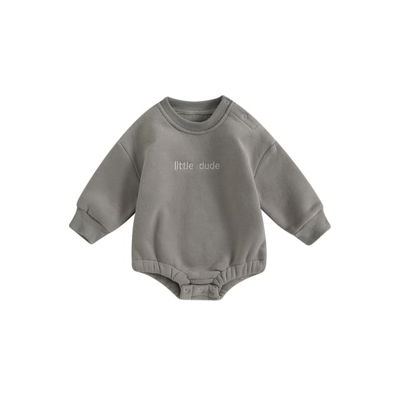 LMLYSoH Baby Boys Sweatshirt Romper Fashion Long Sleeve Round Neck Letter Embroidery Newborn Bodysuit
