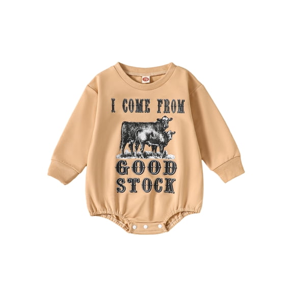 LMLYSoH Baby Fall Romper Casual Long Sleeve Round Neck Cow Print Bodysuit Infant Warm Clothes