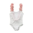 thumbnail image 1 of LMLYSoH Baby Girl One-piece Swimsuit, Backless Swimwear with Flower Shoulder Straps, Solid Color Bathing Suit for Summer, 1 of 7