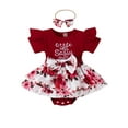 thumbnail image 1 of LMLYSoH Baby Girl Summer Romper, Short Sleeve Round Neck Bow Front Patchwork Skirt Bodysuit, 1 of 9