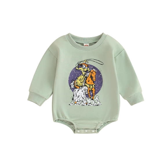 LMLYSoH Baby Girls Boys Sweatshirts Rompers Halloween Clothes Pumpkin Cow Pattern Crew Neck Long Sleeve Toddler Fall Bodysuits