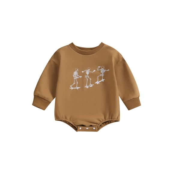 LMLYSoH Baby Girls Boys Sweatshirts Rompers Halloween Clothes Skeleton Print Long Sleeve Toddler Fall Bodysuits