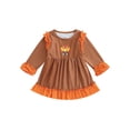 thumbnail image 1 of LMLYSoH Baby Girls Dress Turkey Print Frills Patchwork Crew Neck Long Sleeve Dress Fall Winter Princess Dress, 1 of 9