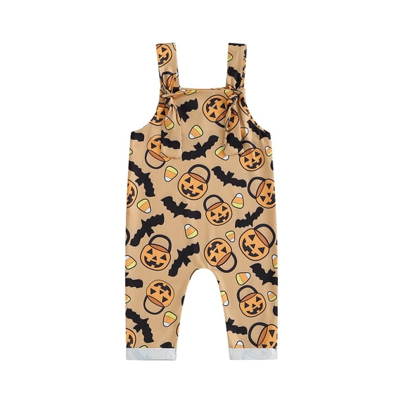 LMLYSoH Baby Halloween Jumpsuit Overalls Sleeveless Cartoon Print Romper Newborn Fall Clothes