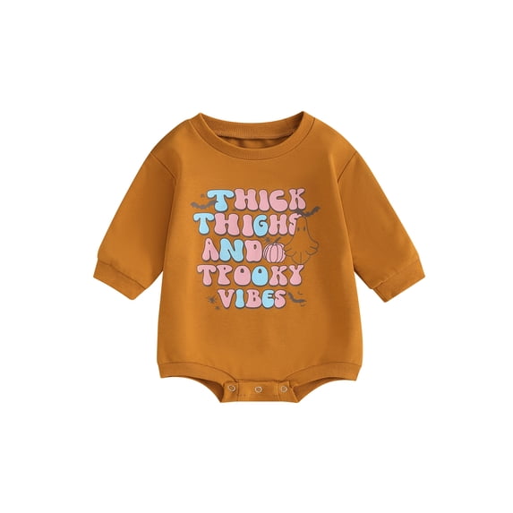 LMLYSoH Baby Halloween Sweatshirt Romper Cartoon Letter Print Long Sleeve Bodysuit Newborn Clothes