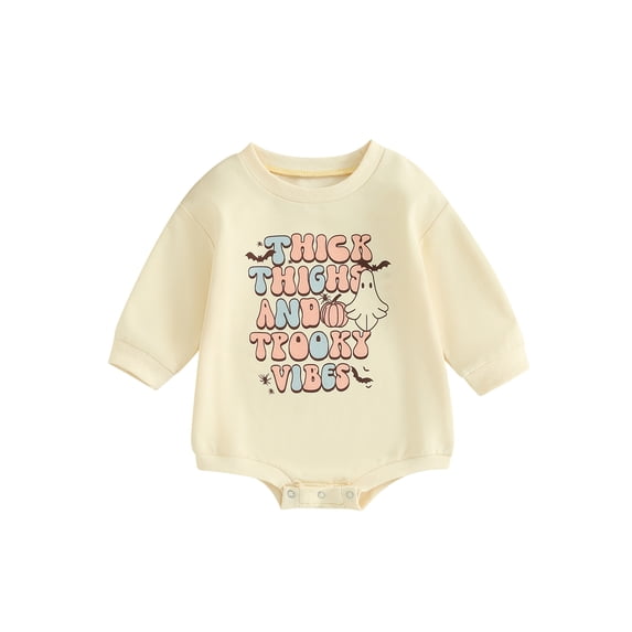 LMLYSoH Baby Halloween Sweatshirt Romper Cartoon Letter Print Long Sleeve Bodysuit Newborn Clothes