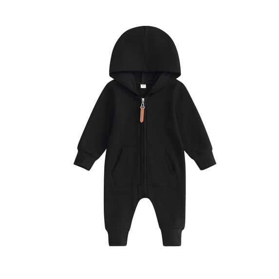 LMLYSoH Baby Jumpsuit, Long Sleeve Hooded Zip-up Solid Fall Romper Clothes for Boys Girls