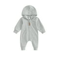 thumbnail image 1 of LMLYSoH Baby Jumpsuit, Long Sleeve Hooded Zip-up Solid Fall Romper Clothes for Boys Girls, 1 of 9